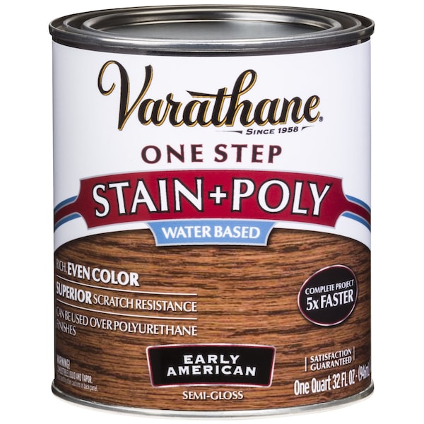 Varathane Varathane Semi-Gloss Early American Water-Based Acrylic Modified Urethane One-Step Stain/Poly 1 qt 336361 - main